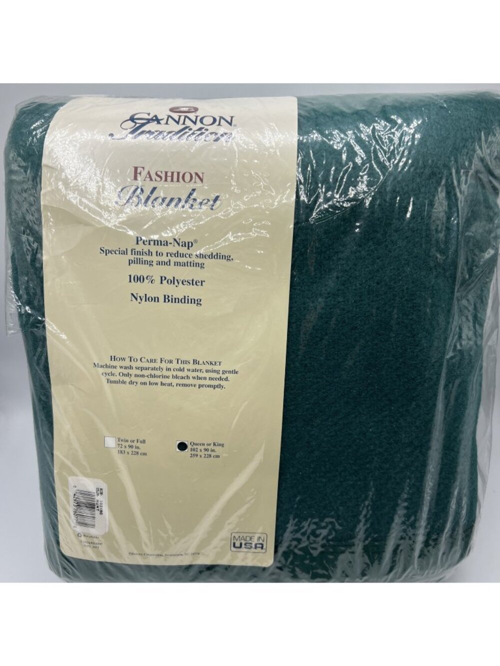 Cannon Fashion Blanket Queen King Hunter Green Nylon Binding 102x90